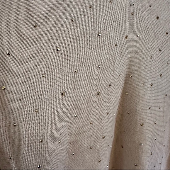 NWOT White House Black Market Cream Knit 3/4 Sleeve Sweater w/ Gold Blings S: M - Picture 5 of 11